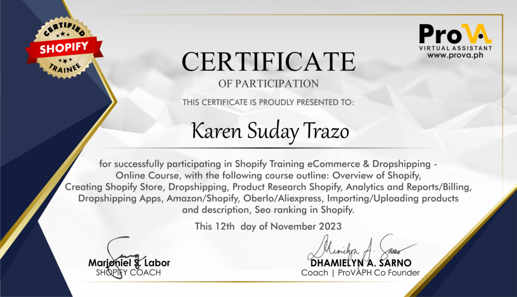 Karen Suday Trazo - Shopify